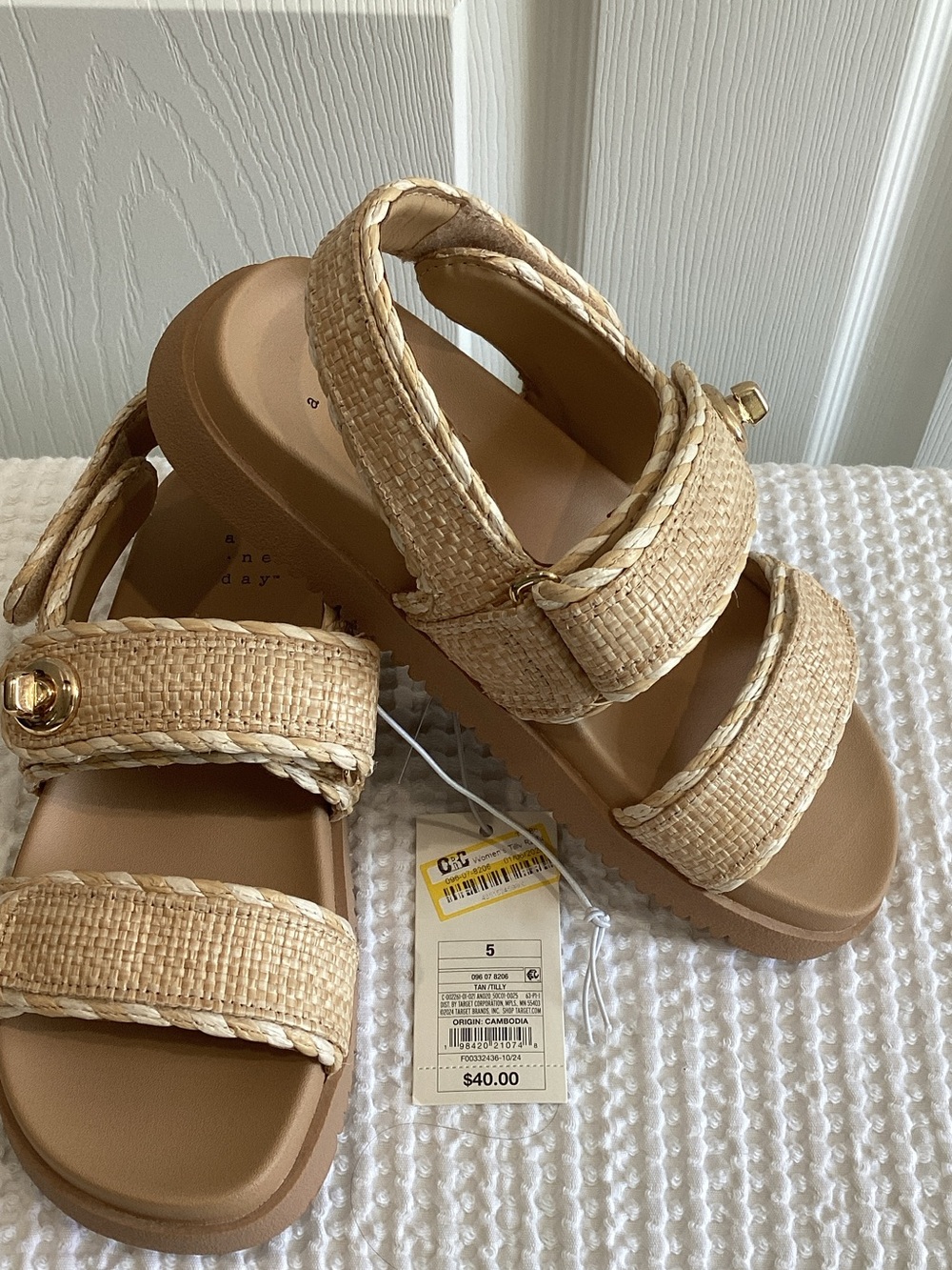 a new day Straw Woven Tan Platform Sandals